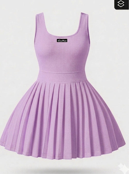 💜 4Eva2Much Lavender Dreams Pleated Lavender Dress