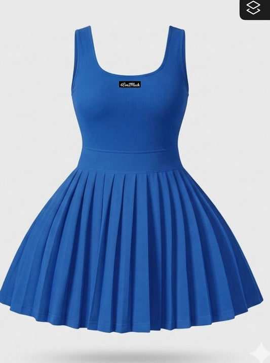💙 4Eva2Much Royal Blue Pleated Tennis Dress