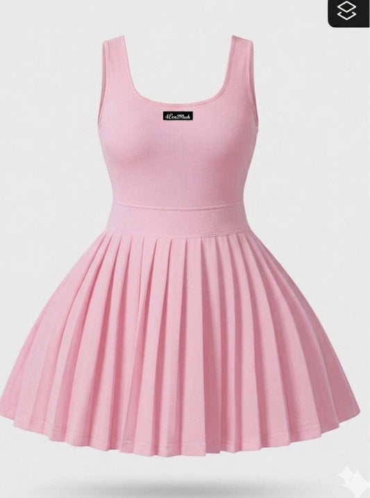 🩷 4Eva2Much Blush Pink Pleated Tennis Dress
